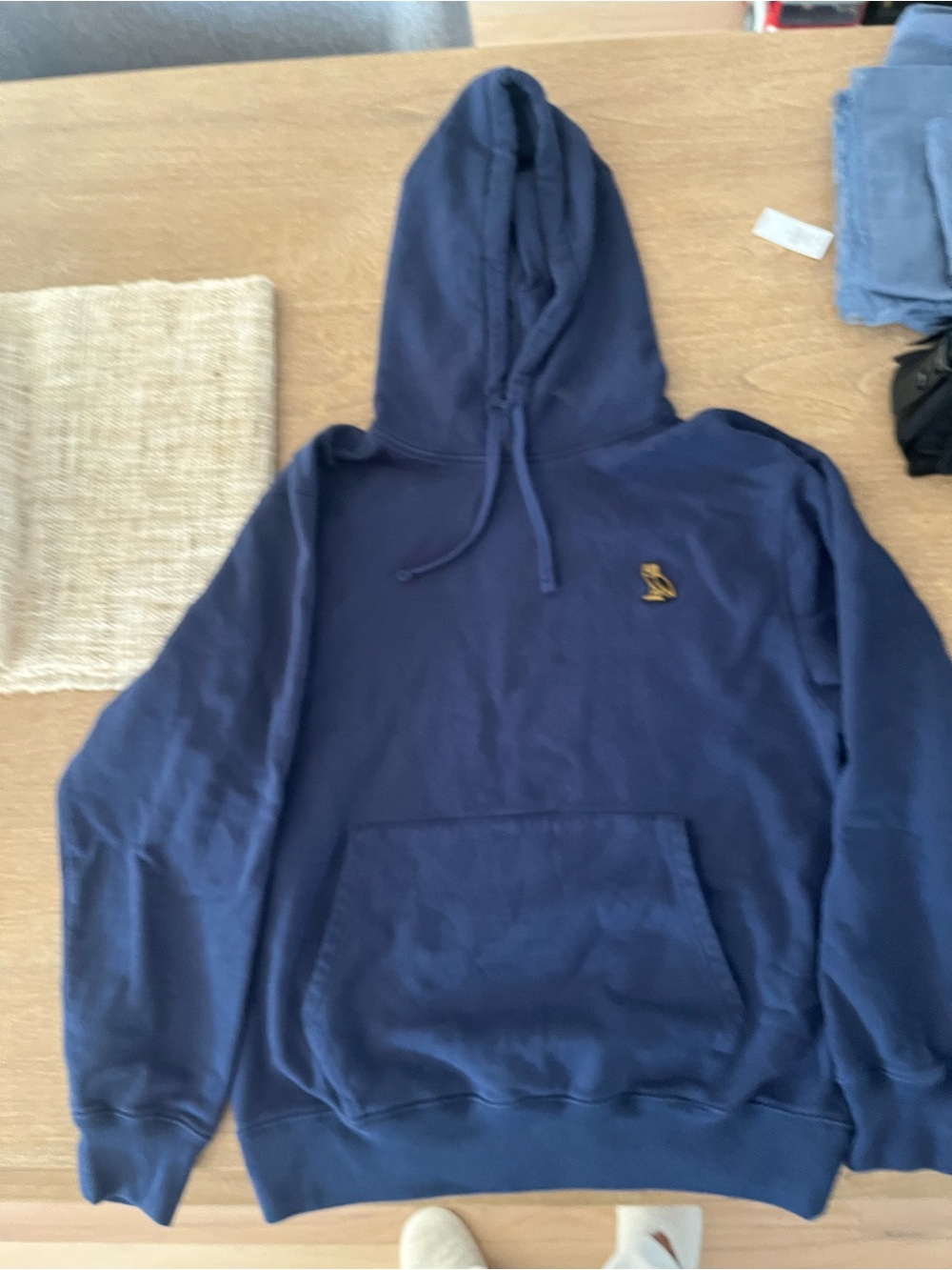 October’s Very Own Men's Navy Hoodie with Embroidered Owl